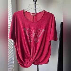 S|S Crimson Butterfly Embellished Women's Tee